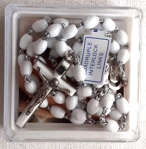 Plastic rosary white - rosary,