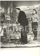 1950 ca s.l. Pittore Donato FRISIA dipinge paesaggio di montagna *Foto 13x18 cm