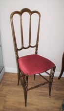 SEDIA CHIAVARI "CHIAVARINA" IN OTTONE LUCIDO ANNI '50 CON SEDUTA AMARANTO