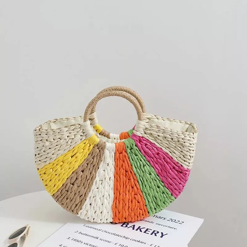 Borsa paglia multicolor - borsa,