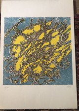 PETROS PAPAVASSILIOU LITOGRAFIA FIRMATA NUMERATA 44x64 CM ASTRATTO BLU