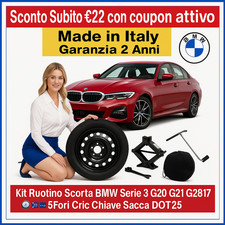 💥Kit Ruotino Scorta Bmw Serie 3 G20 G21 G28 17” 5Fori Cric Chiave Sacca DOT25🛞