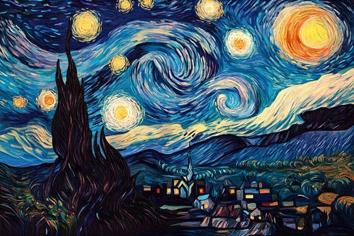 Paesaggio notte stellata pop - paesaggio,
