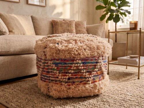 Pouf fatto mano lana tessuto - fatto, a