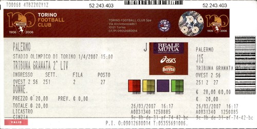Biglietto stadio torino - torino, fc