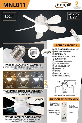Ventilatore lampadario da - e,
