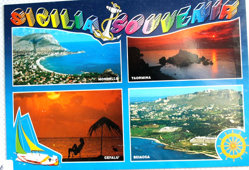 Cartolina sicilia souvenir - cartolina,