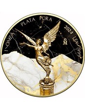 Moneta Argento 1 Oz MARMO DORATO BIANCO E NERO Messico 2024