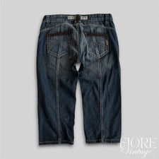 Jeans Y2K vintage phard denim vita bassa larghi capris tasche punto contrasto