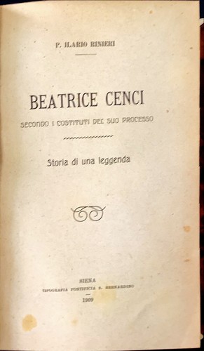 Beatrice cenci ilario - cenci, p.