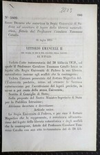 PADOVA-REGIO DECRETO AUTORIZZA LA REGIA UNIVERSITA' AD ACCETTARE LIBRERIA-2273