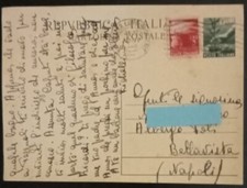 Cartolina postale italiana viaggiata 1949 dest. Napoli Bellavista (322)