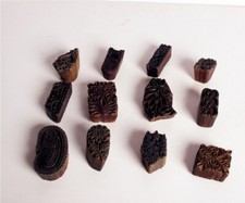 Set Di 12 Blocchi Di Legno Piccoli Stampi Tessili Intagliati A Mano