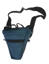 Borsa Per Macchina Fotografica A Tracolla Blu Tessuto Imbottita 21x18cm Custodia