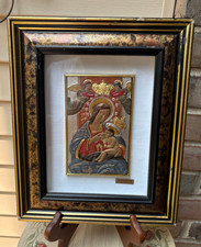 Icona italiana con cornice - Maria Santissima Di Custonaci - Vergine Maria che nutre Gesù