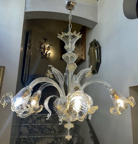 Lampadario bianco oro 5 - , e