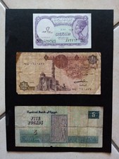 lotto 3 banconote EGITTO da 5 PIASTRES / 1 / 5 POUNDS tutte circolate