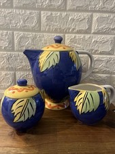 Bellissima teiera Deruta Pottery by Tabletops illimitata con crema e zuccheriera