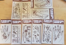 Lotto 10 Confezioni HENNA TATTOO Tatuaggio Removibile tribale mano piede
