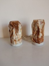 coppia lampade artigianali in marmo stile etnico vintage anni '80