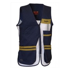 Benisport Gilet da Tiro Blu con inserti Giallo Ocra e Retina Bianca mod. 300