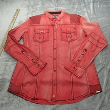 Fibbia Perla Snap Camicia Uomo Grande Pesca Lavata Stile Denim Manica Lunga Spalline