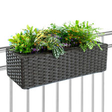 Fioriera Vaso da Giardino Esterno Balcone in Rattan Marrone 54 x 22 x 17 cm