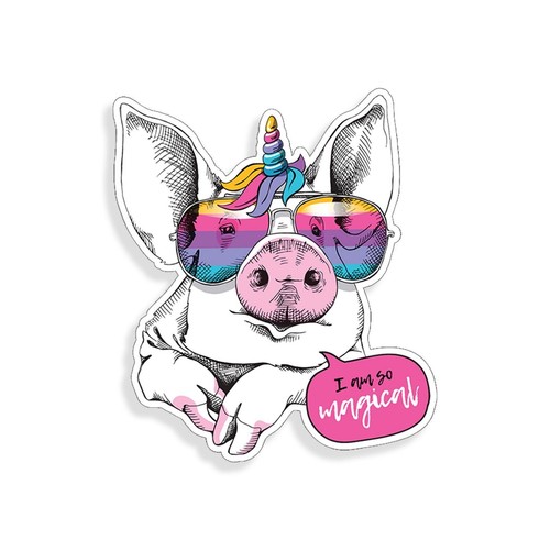 Adesivo mini maiale unicorno