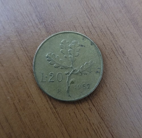 Moneta lire 1957 errore - 20,