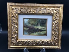 RARO Quadro vintage olio sul telo paesaggio VECCHIO STAGNO firmato anno 2006