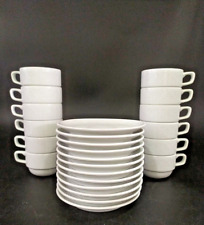 Set 12 Tazzine Da Caffè Impilabili con Piattini Tinta unita - Porcellana Bianca