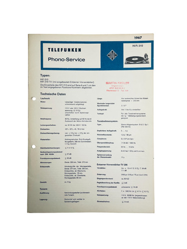 Servizio phono telefunken - telefunken, hi