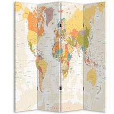 Paravento Separè 4 Pannelli 180x160cm Stampa Legno Fronte Retro Pieghevole