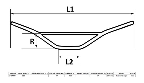 Manubrio trail cromato 4 - 7/8', 4'