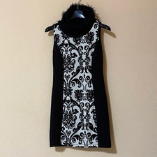 Vestito Vestitino Collo Pelliccia Damascato Classico Elegante Cerimonia