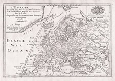 Mappa Dell'Europa Continentale Incisione De Fer 1717