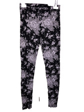 Leggings Con Fiori bianco nero