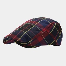 Uomo Coppola Multicolore Quadri Plaid Rétro Basco Cappello Regolabile