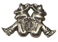 Spilla Siesta messicana in argento sterling, 1,75", 16,1 grammi, anni '40, firmata MCM