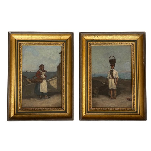 Antica coppia dipinti - ad, olio