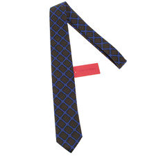 Cravatta collo Tino Cosma nuova con etichetta colore blu/verde/marrone motivo geometrico cotone/lana/seta