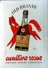 1953 * Manifestino, Poster Originale "Cavallino Rosso, Old Brandy - SEPO" (A-) T