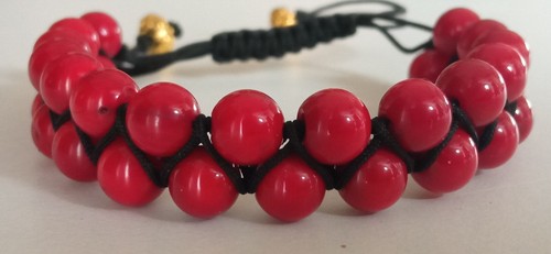 Red bamboo coral macrame - red,