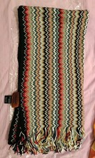 Sciarpa Missoni Motivo Chevron Multicolore In Cotone Nuova 40x180 