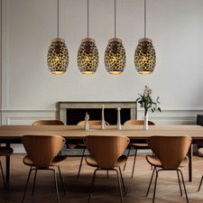 Lampadario Sospeso Per Tavolo Da Pranzo 4 Fiamme Orientale Oro H 120 Cm