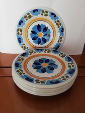 RICHARD GINORI Mondovì PAOLA FIORE AZZURRO 6 PIATTI PIANI DESSERT CM. 21 VINTAGE