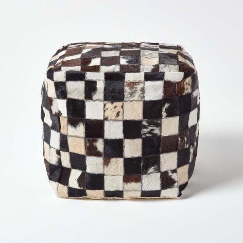 Pouf quadri pelle marrone - a, in
