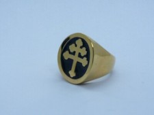 ANELLO CROCE LORENA ARGENTO 925 DORATO CURVED LORRAINE CROSS RING ST. SILVER XL 