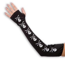 Guanti lunghi neri con teschi