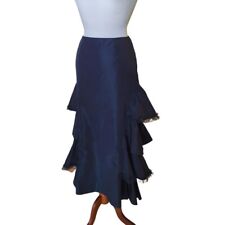 Gonna donna elegante midi con balze e tulle, lunghezza irregolare, Made in Italy